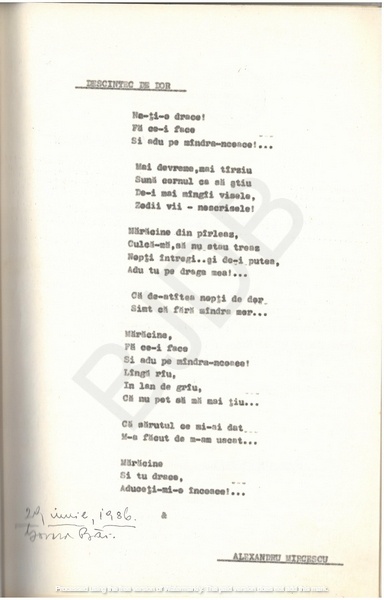 M-1076-1130-47 - 55 de Poezii în manuscris dactilografiat. ALEXANDRU MIRCESCU